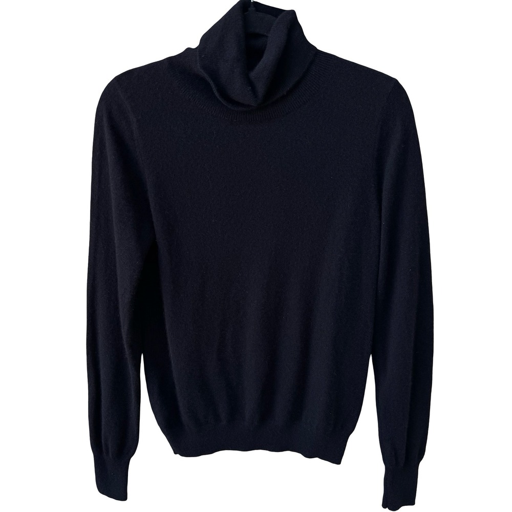 Karen Thomas 100% Cashmere Quiet Luxury Minimalist Preppy Turtleneck Sweater M